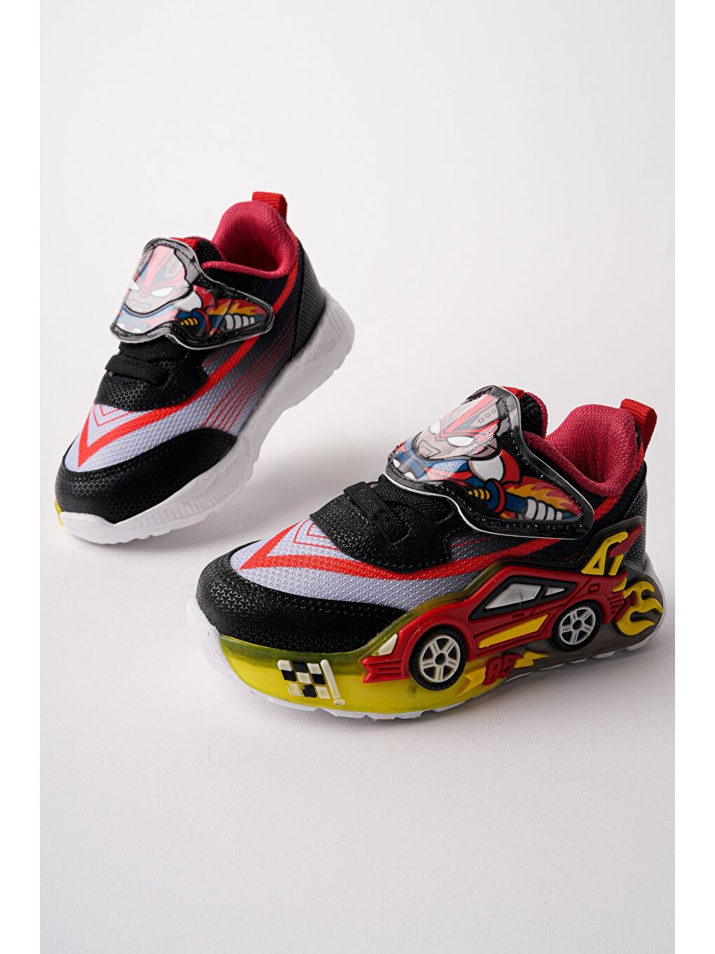 Kırmızı CAR Cırtlı Arabalı ve Işıklı Günlük Çocuk Sneaker Spor Ayakkabı-4