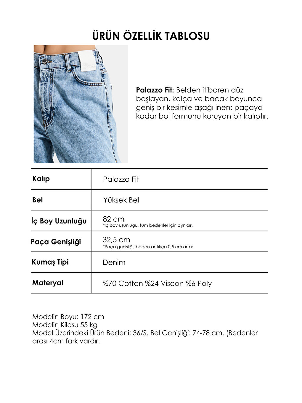 Mavi Kadın Jean Rengi Palazzo Fit Gül Detaylı Özel Tasarım Denim Jean-4