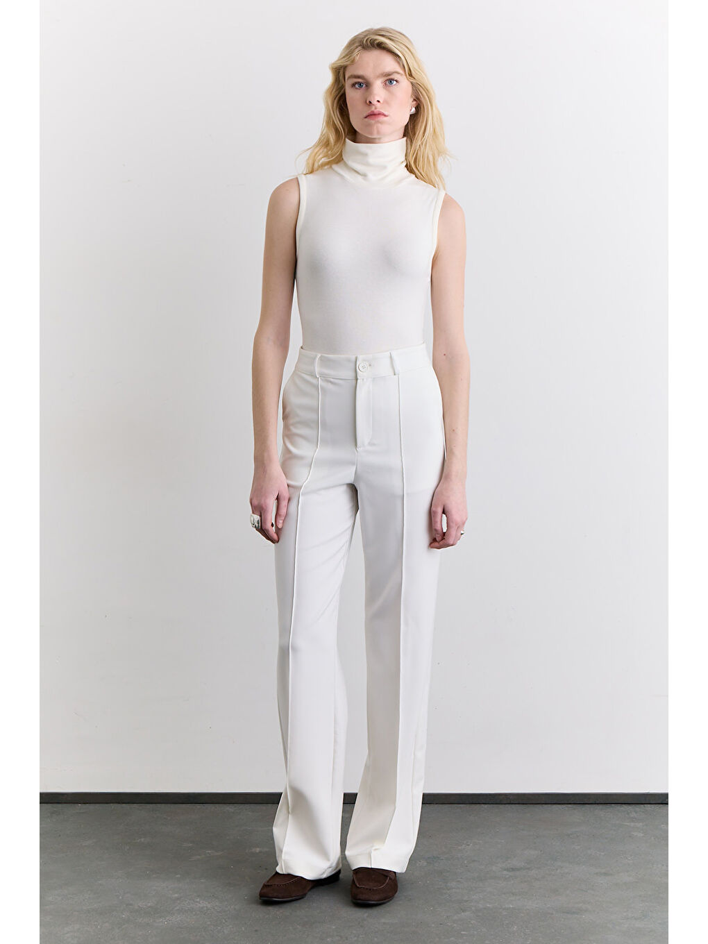 Dikiş Detaylı Straıght Pantolon Ekru