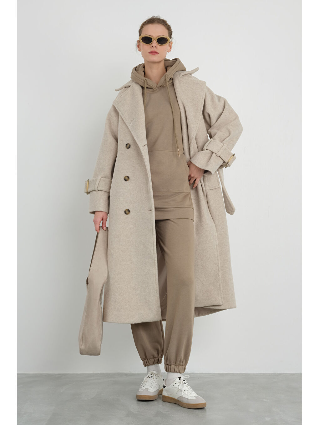 Yeşil Kapüşonlu Sweatshirt Mat Adaçayı-3