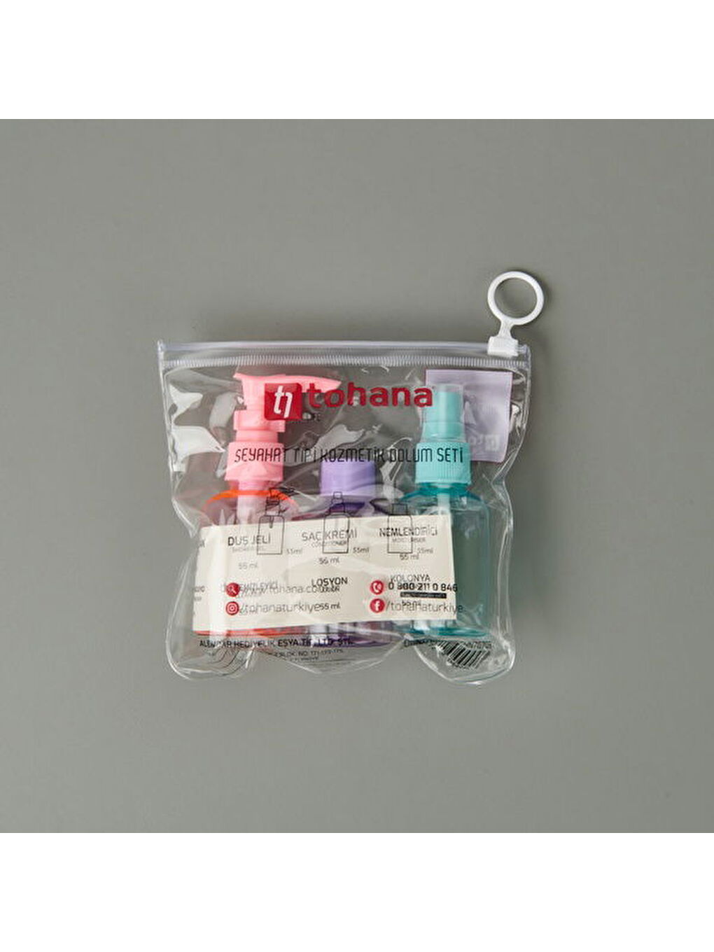 Seyahat Tipi Kozmetik Dolum Seti - Renkli - 14x14 cm-1