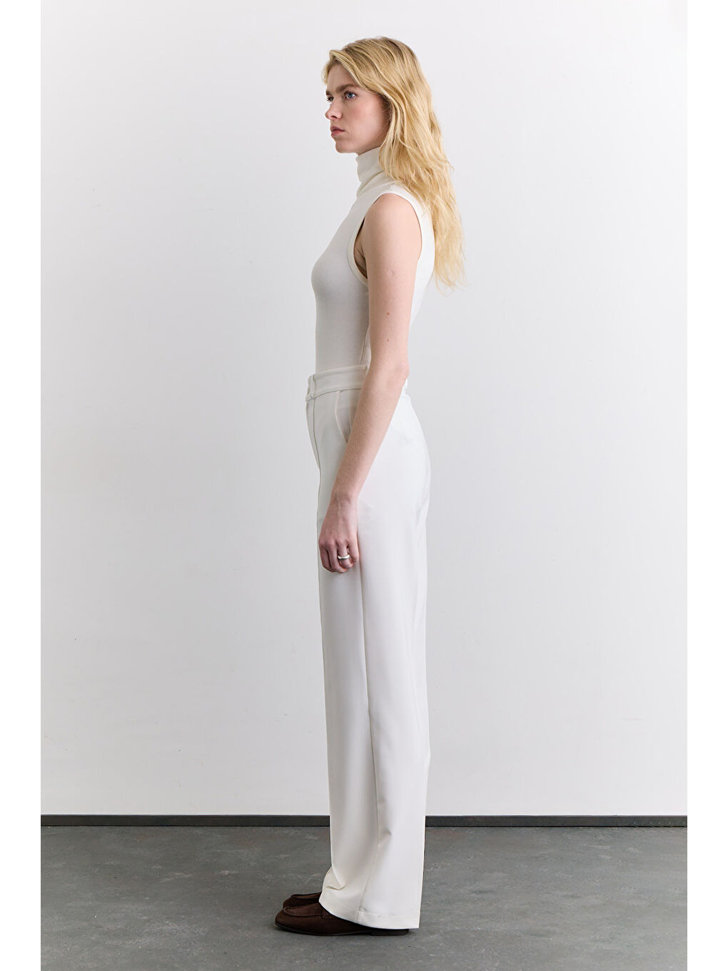 Dikiş Detaylı Straıght Pantolon Ekru-3