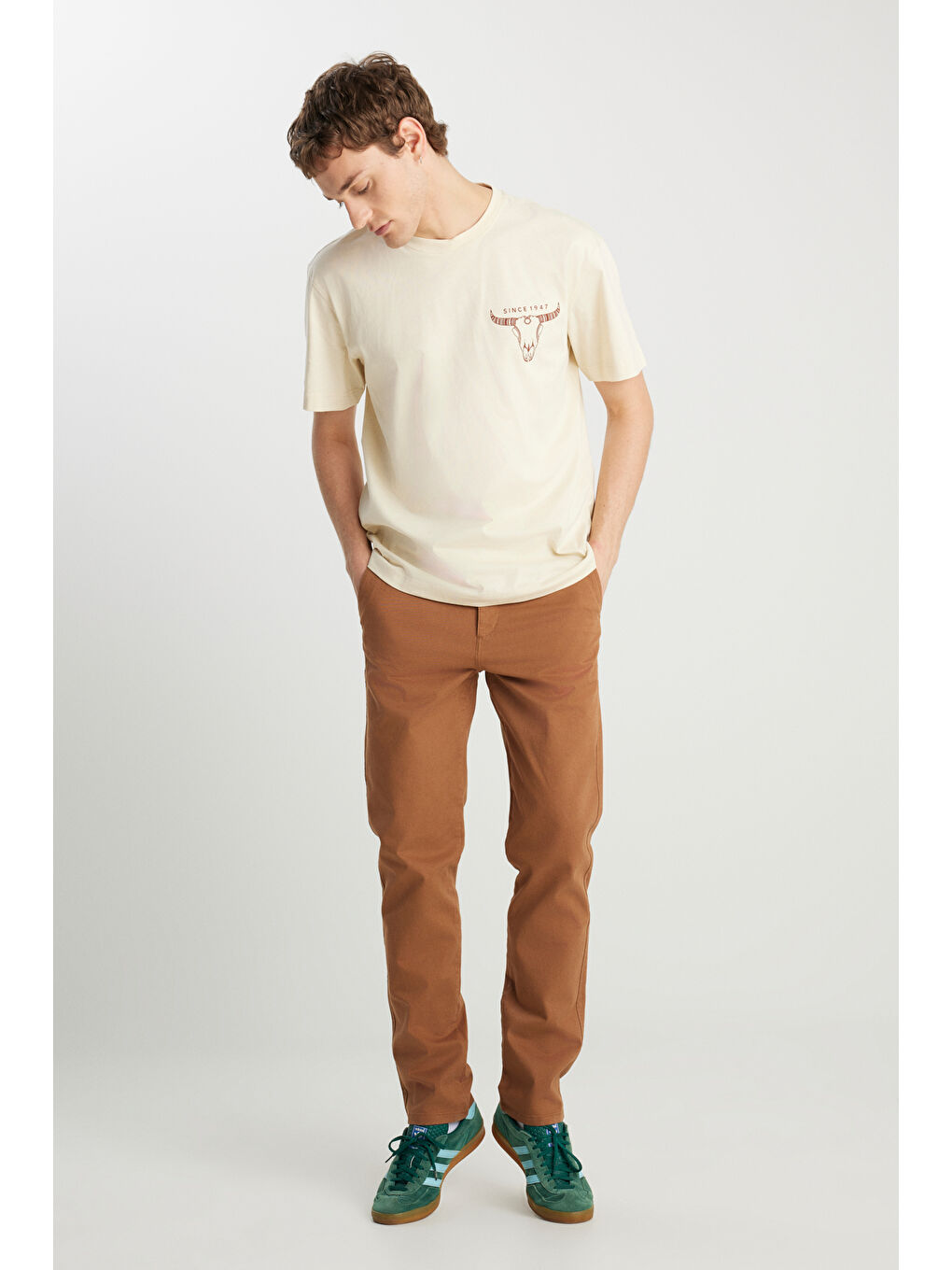 Kahverengi Slim Fit Dar Kesim Normal Bel DarPaça Bordo Chino Pantolon