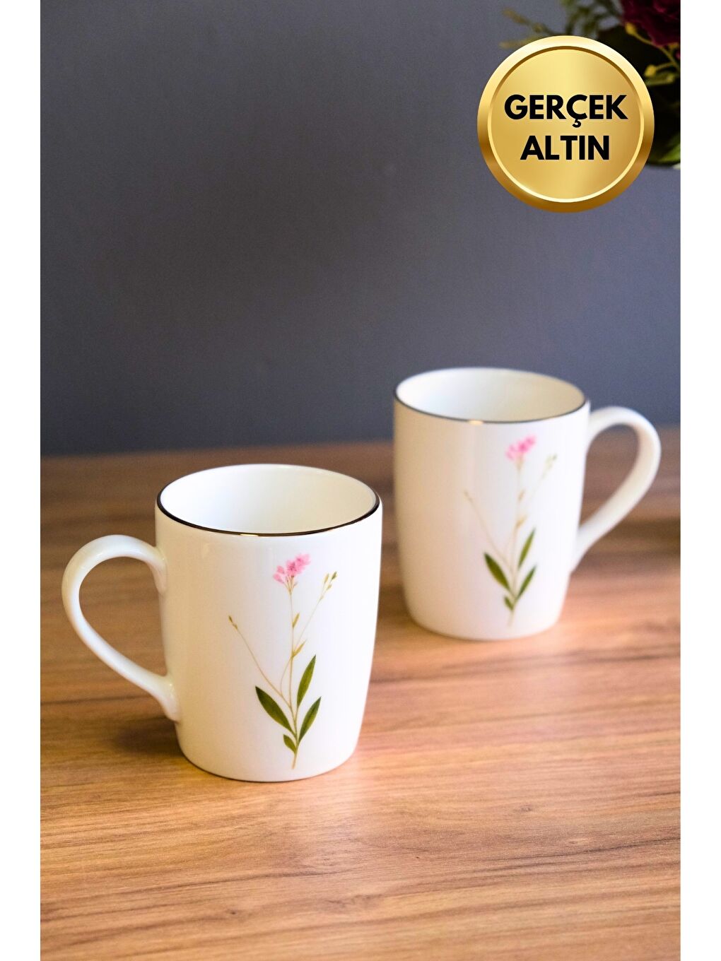 Karışık Porselen Natura Çuha Kulplu Mug Kupa 9cm 220ml 2 li-1