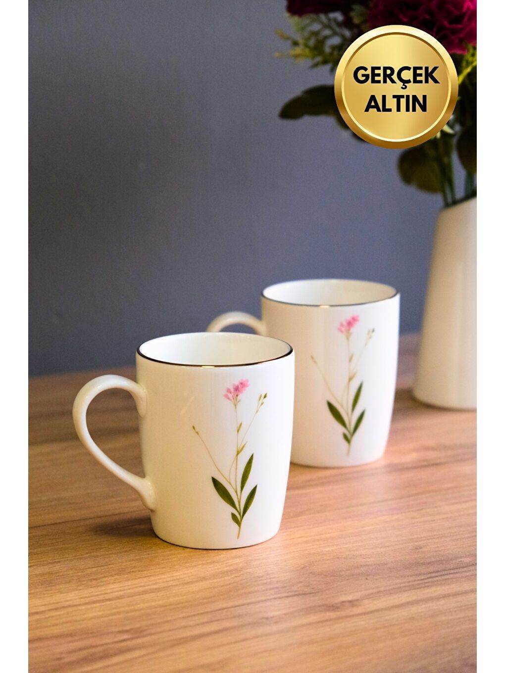 Karışık Porselen Natura Çuha Kulplu Mug Kupa 9cm 220ml 2 li-2