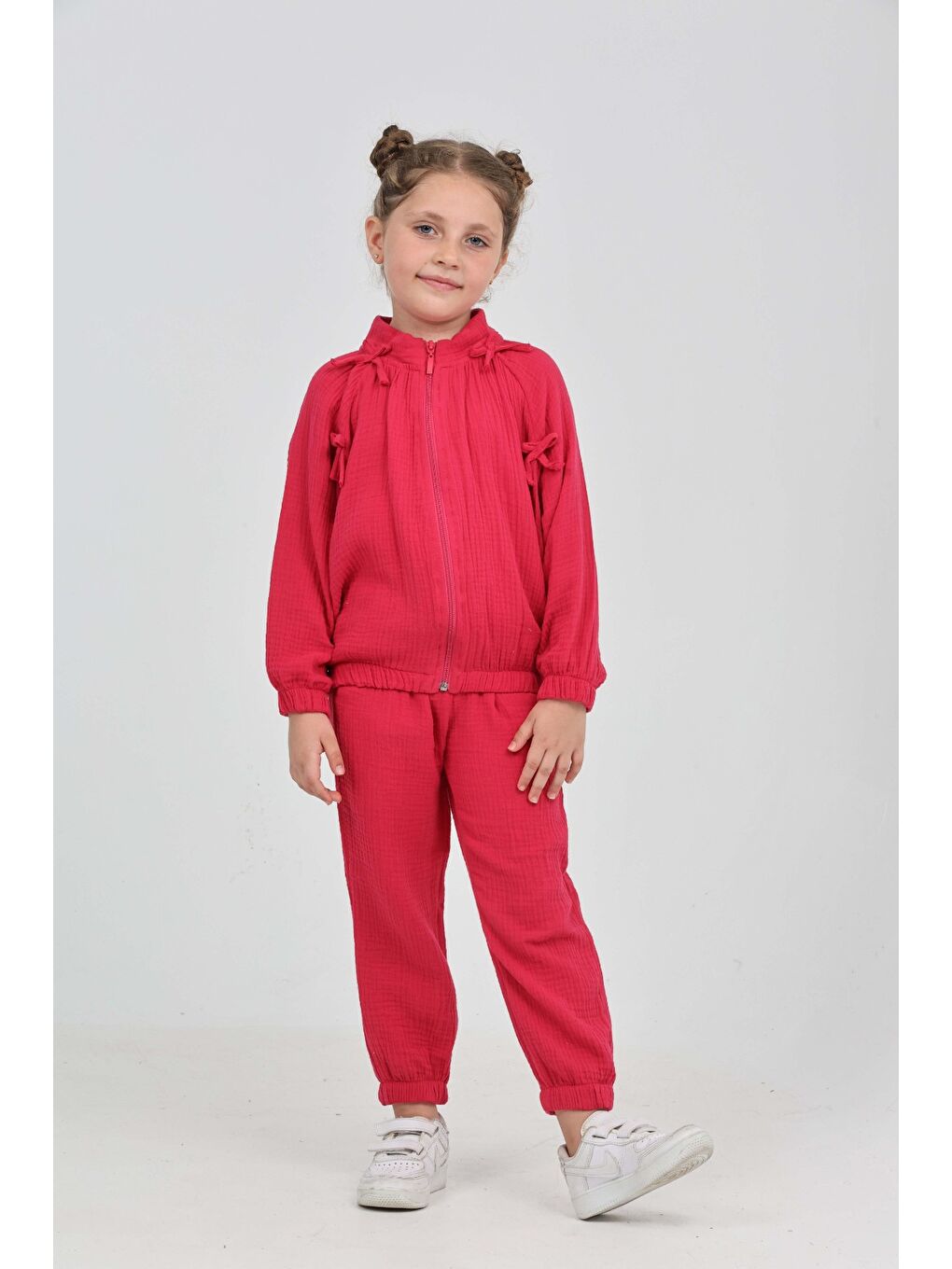 Fuşya Kız Çocuk Fiyonk Detaylı Eşofman Takım-2