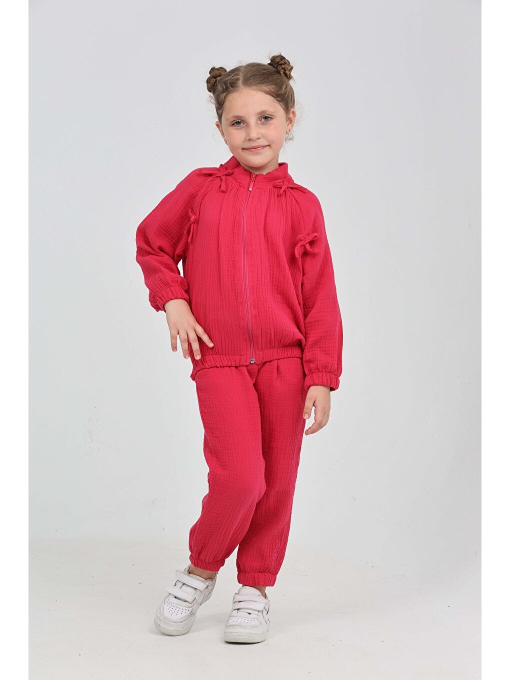 Fuşya Kız Çocuk Fiyonk Detaylı Eşofman Takım-3