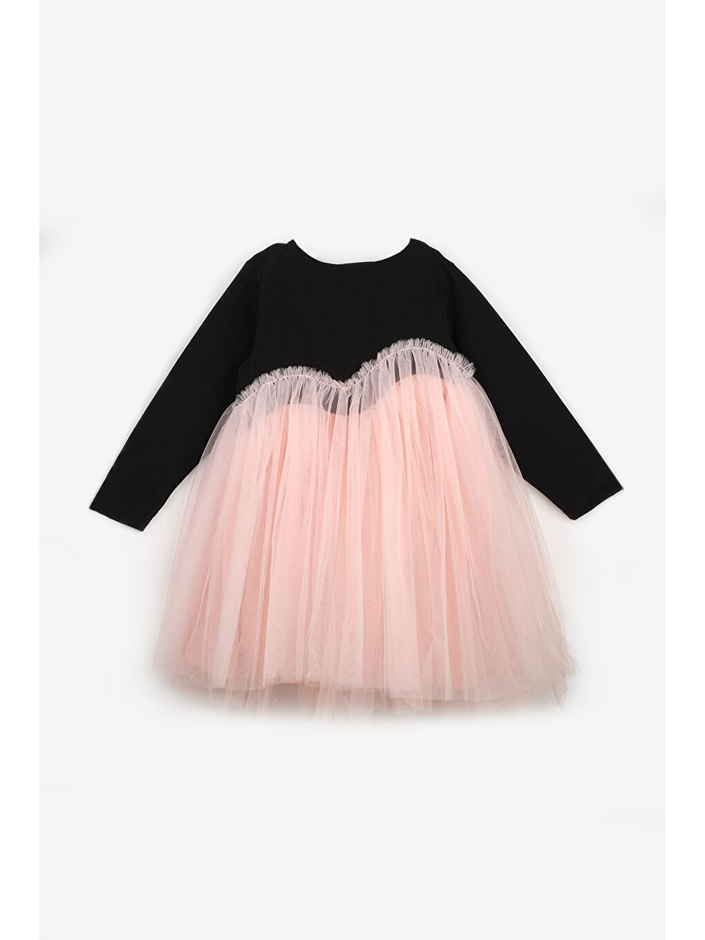 Pembe Pudra Asimetrik Tül Etekli Kız Çocuk Elbise - Rebeca-5