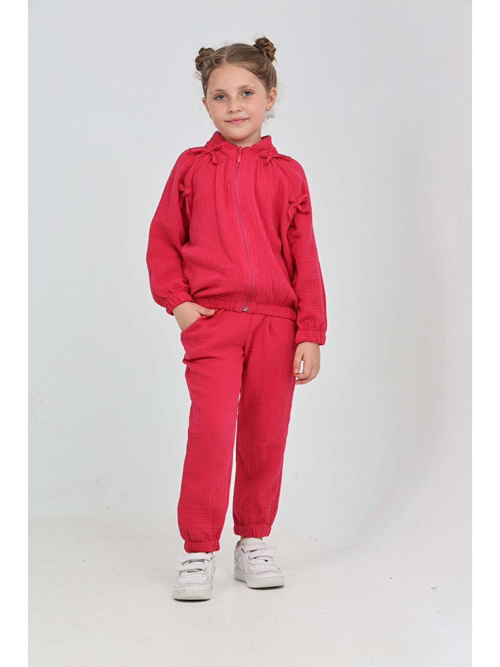Fuşya Kız Çocuk Fiyonk Detaylı Eşofman Takım-4