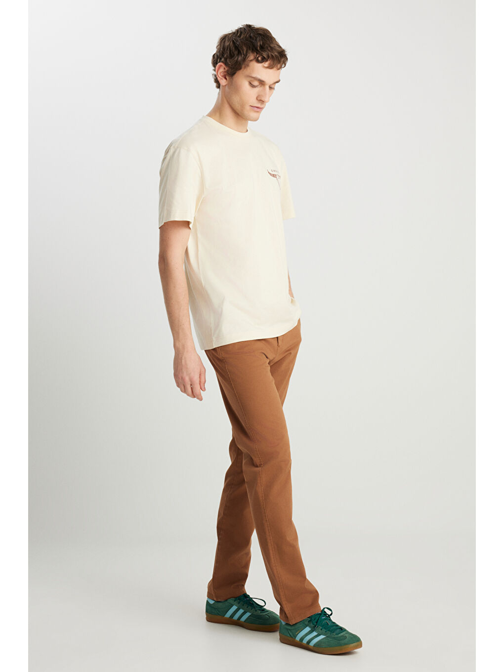 Kahverengi Slim Fit Dar Kesim Normal Bel DarPaça Bordo Chino Pantolon-1