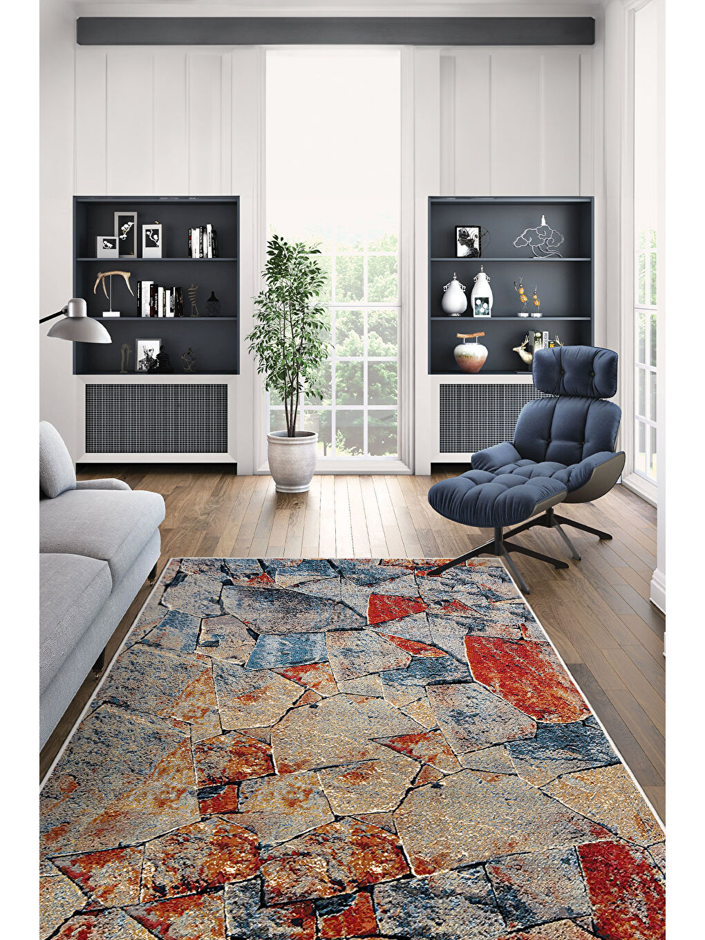 Kırmızı Dekoratif Özel Tasarım Yıkanabilir İnce Kaymaz Tabanlı Modern Halı KECE FR29-2