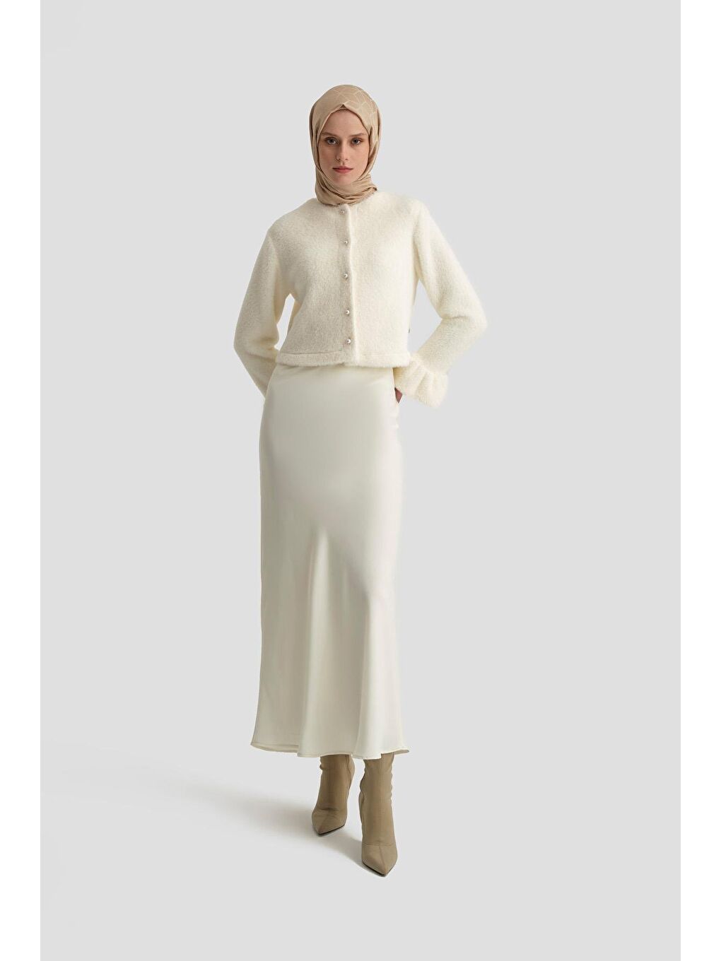 Balon Kollu Hırka 25K5603 Ekru-1