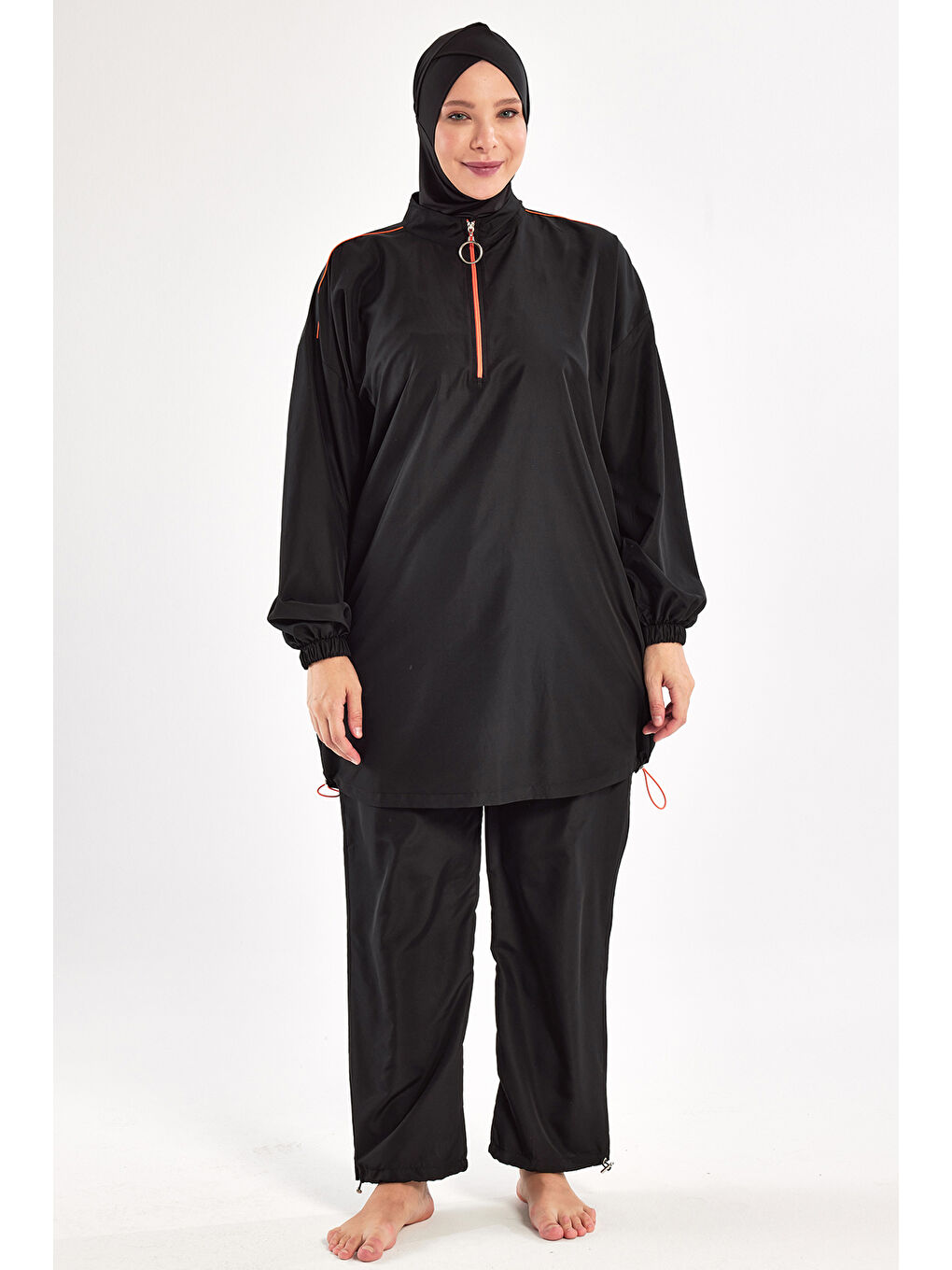 Büyük Beden Paraşüt Tam Kapalı Tesettür Mayo 1804 Siyah-1