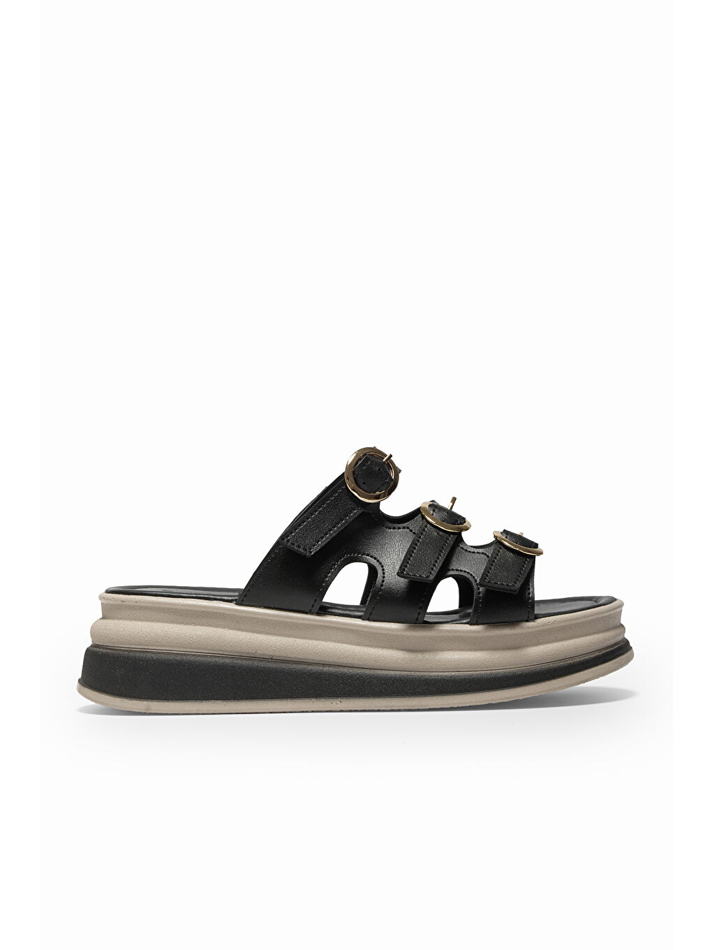 Kadın Siyah Rahat Kalıp Yüksek Taban Terlik-2