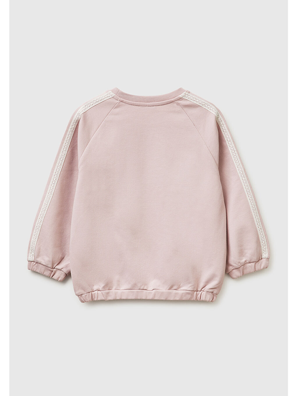 Pembe Kız Çocuk Gül Kurusu Logo İşlemeli Ribanalı Bisiklet Yaka Sweatshirt-1