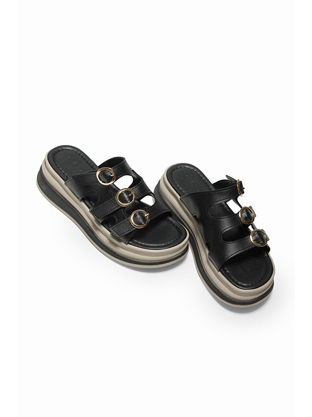 Kadın Siyah Rahat Kalıp Yüksek Taban Terlik-3