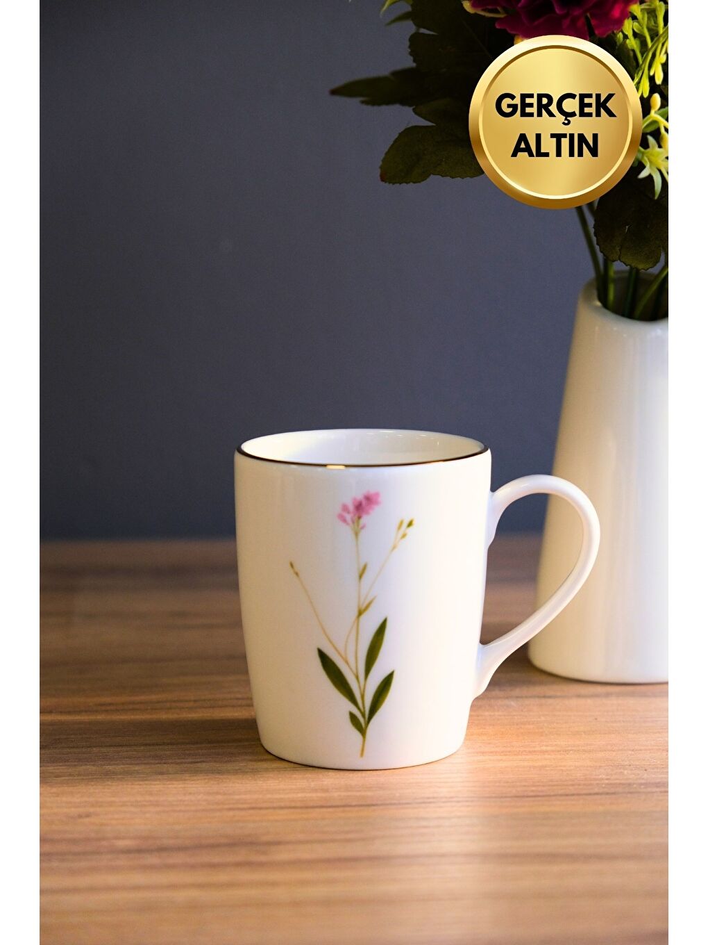 Karışık Porselen Natura Çuha Kulplu Mug Kupa 9cm 220ml 6 lı-2