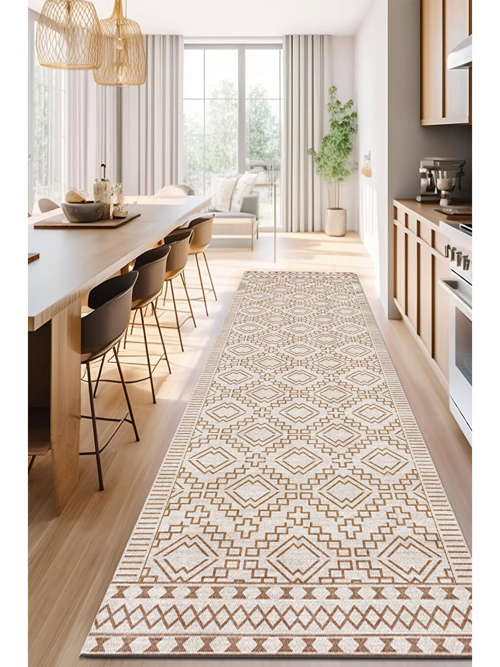 Turuncu Dekoratif Özel Tasarım Yıkanabilir İnce Kaymaz Tabanlı Modern Halı KECE FR28-4