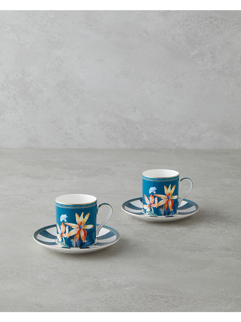 Emberlyn New Bone China 4 Parça 2 Kişilik Kahve Fincan Takımı 90 ml Mavi