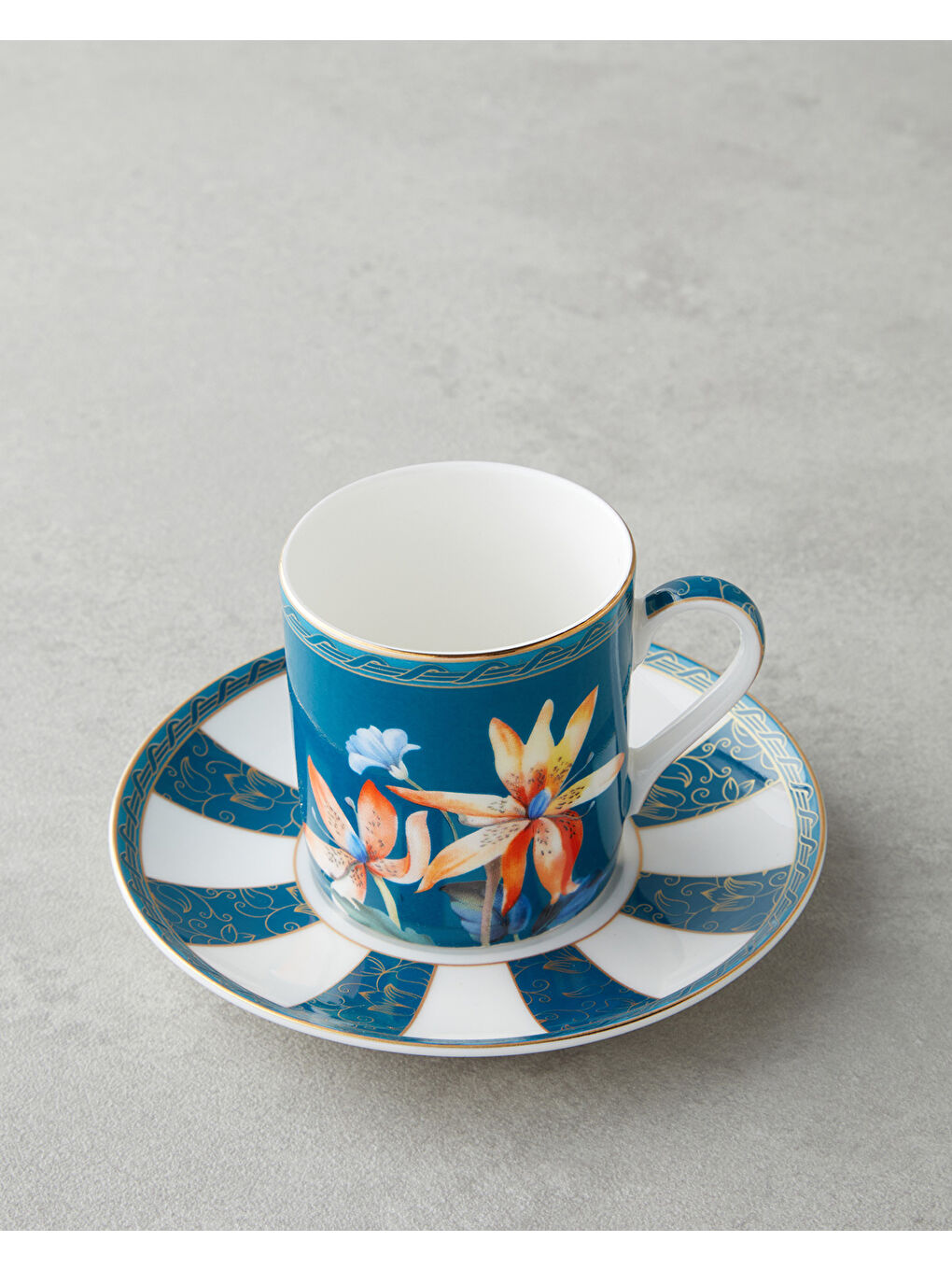 Emberlyn New Bone China 4 Parça 2 Kişilik Kahve Fincan Takımı 90 ml Mavi-2