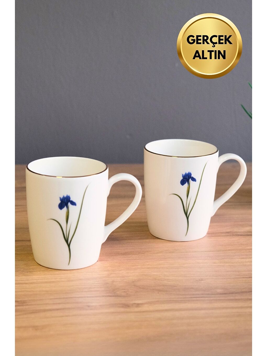 Karışık Porselen Natura İris Kulplu Mug Kupa 9cm 220ml 2 li