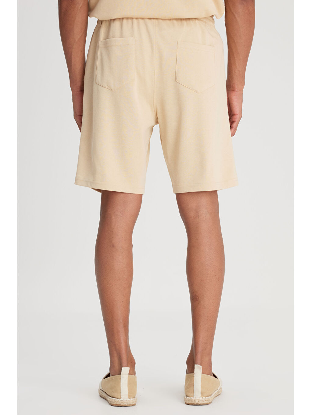 Regular Fit Normal Kesim Normal Bel Bej Sweat Şort-5