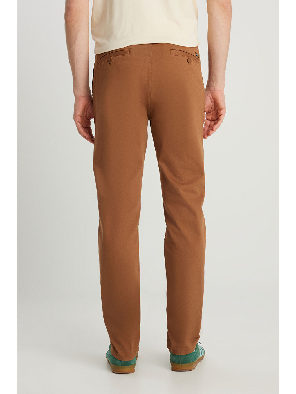 Kahverengi Slim Fit Dar Kesim Normal Bel DarPaça Bordo Chino Pantolon-3
