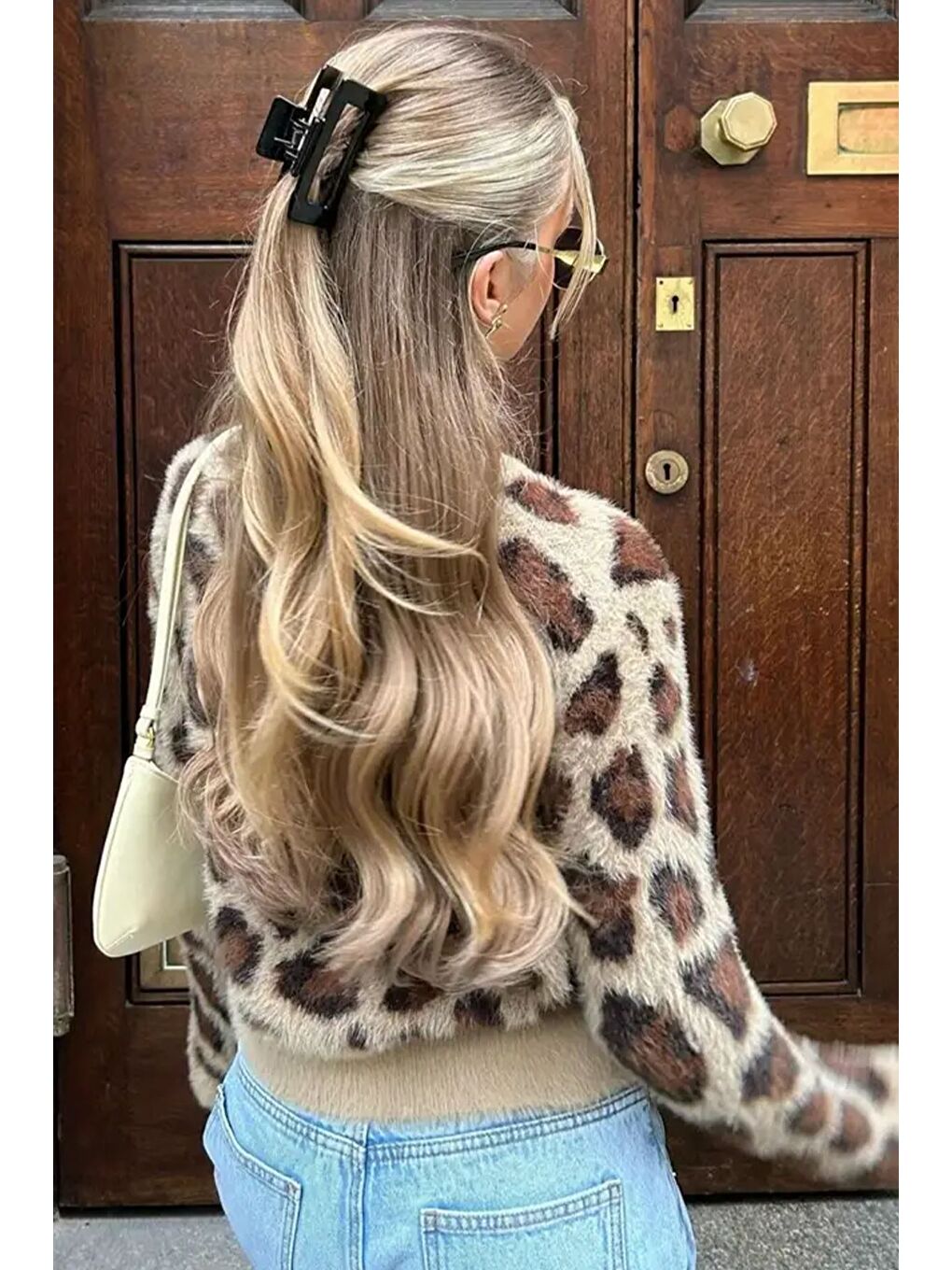 Bej Leopar Desenli Triko Hırka-2