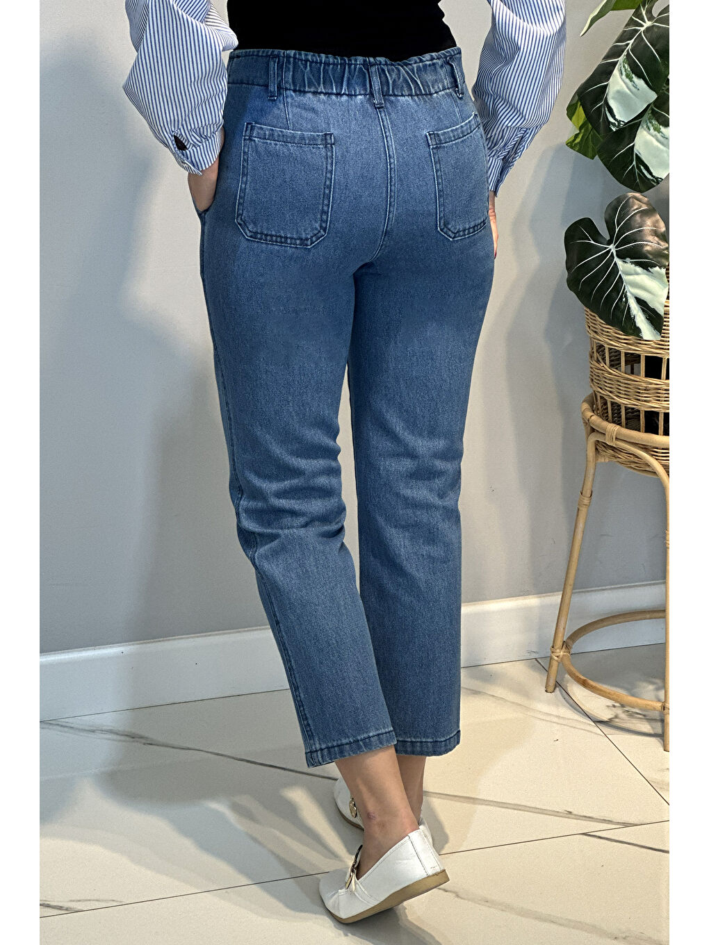 Kadın Mom Jean Pantolon 16031 Mavi-2