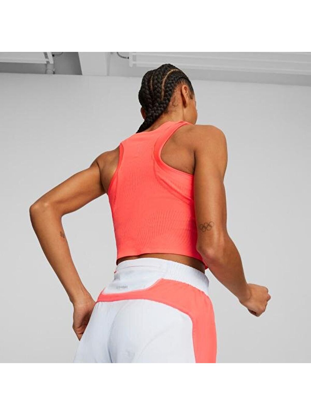 Run Ultraspun Crop Kadın Turuncu Yuvarlak Yaka Sporcu Sütyeni-1