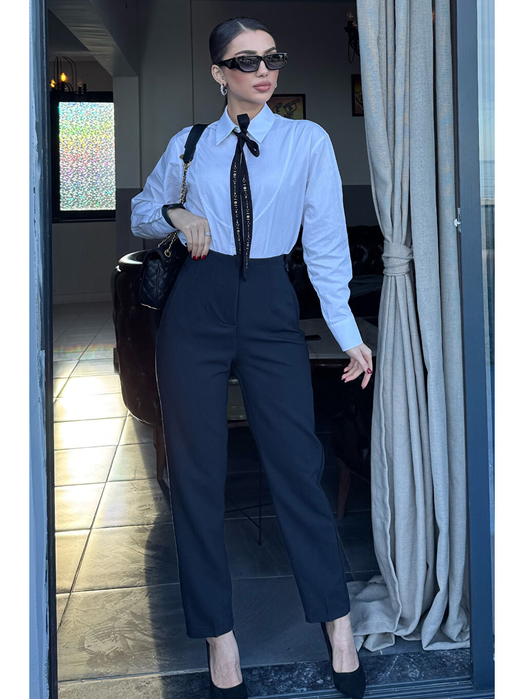 Lacivert Kadın Yüksek Bel Pantolon