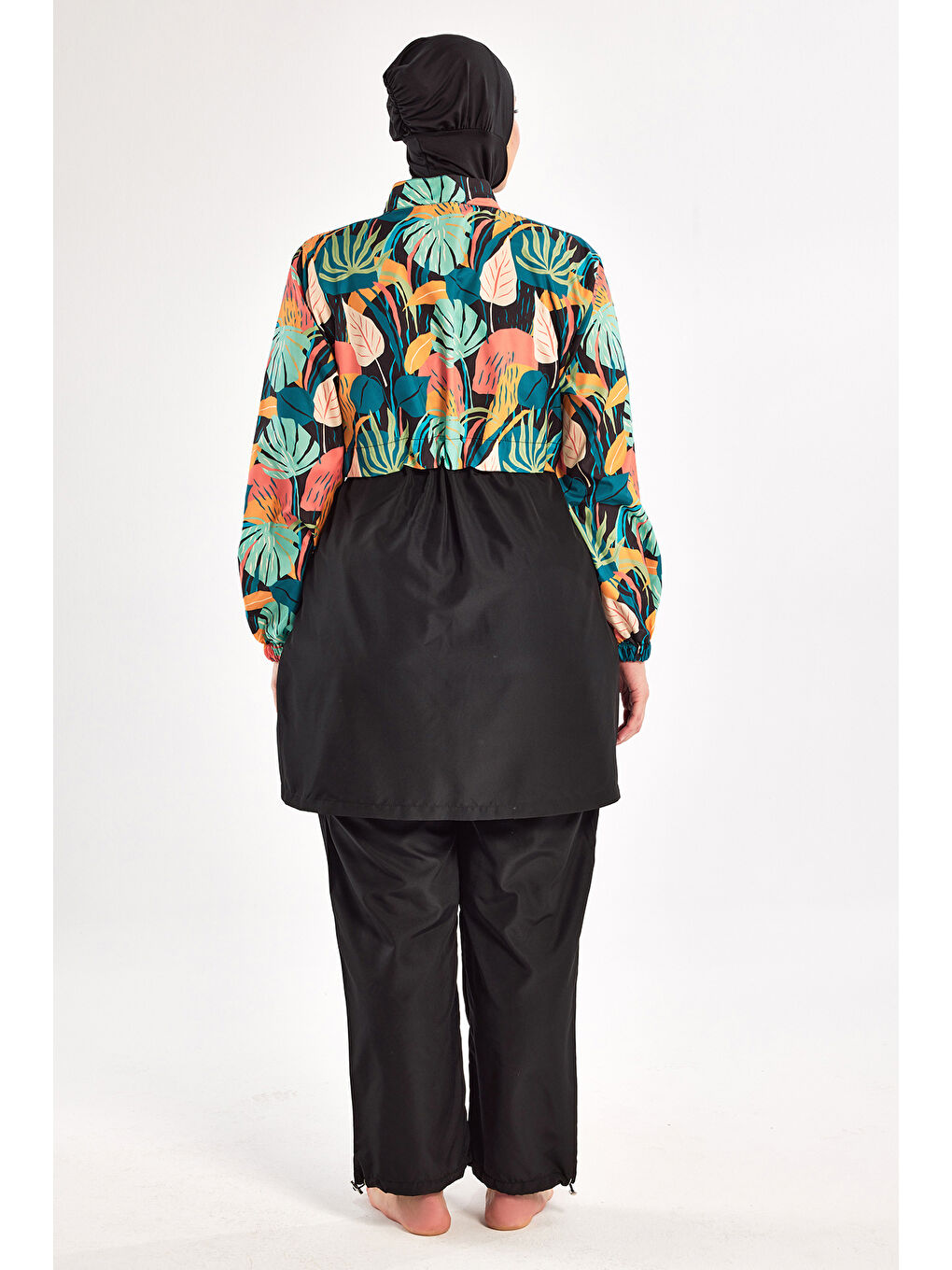 Büyük Beden Paraşüt Tam Kapalı Tesettür Mayo 1803 Siyah-2