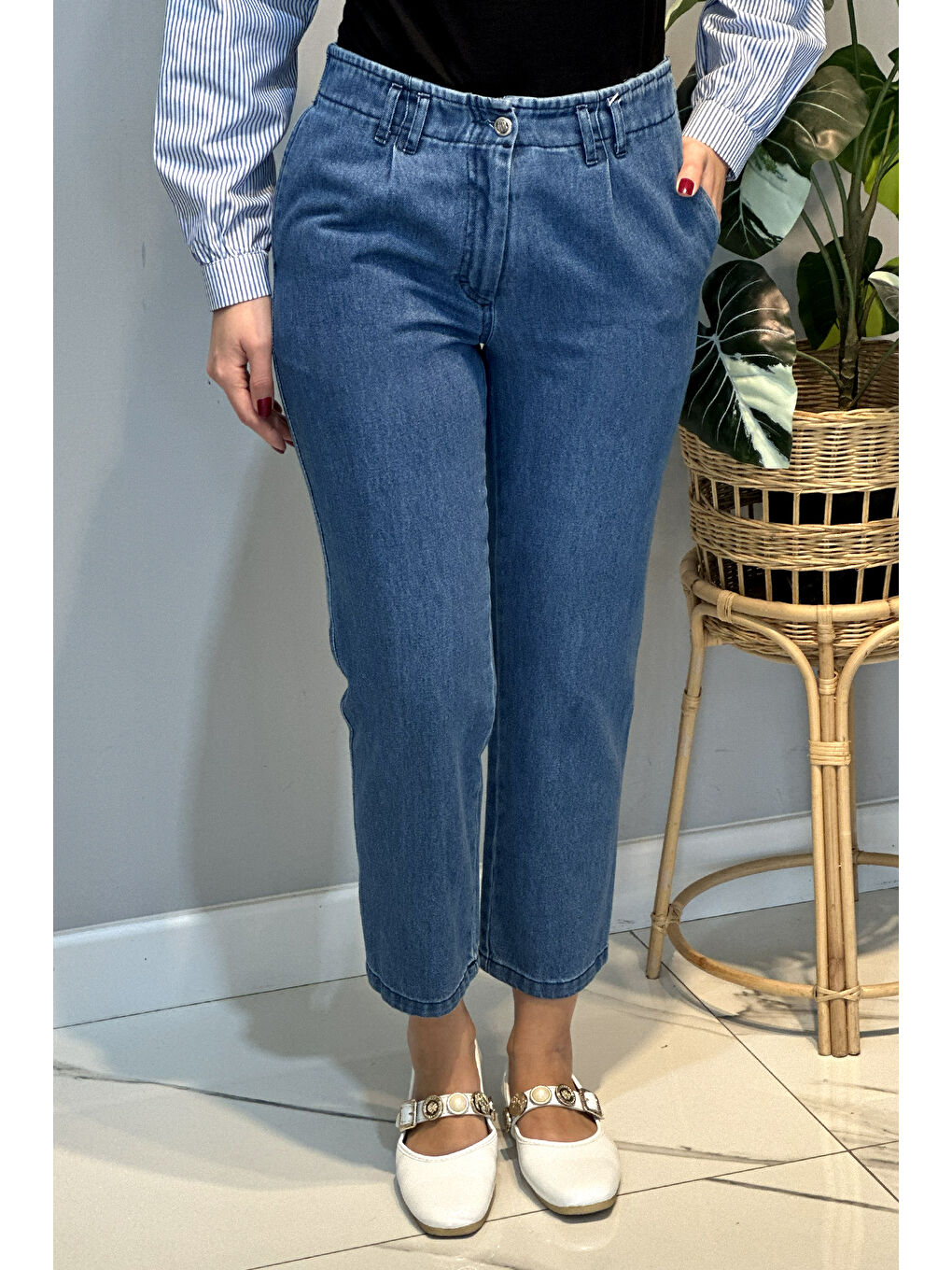 Kadın Mom Jean Pantolon 16031 Mavi-3