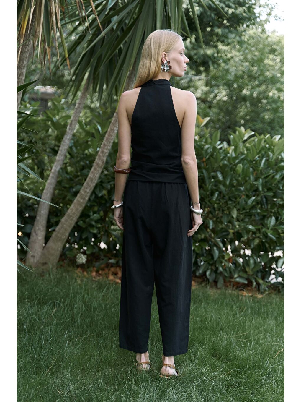 Struana Kruvaze Siyah Crop Pantolon Takım-4