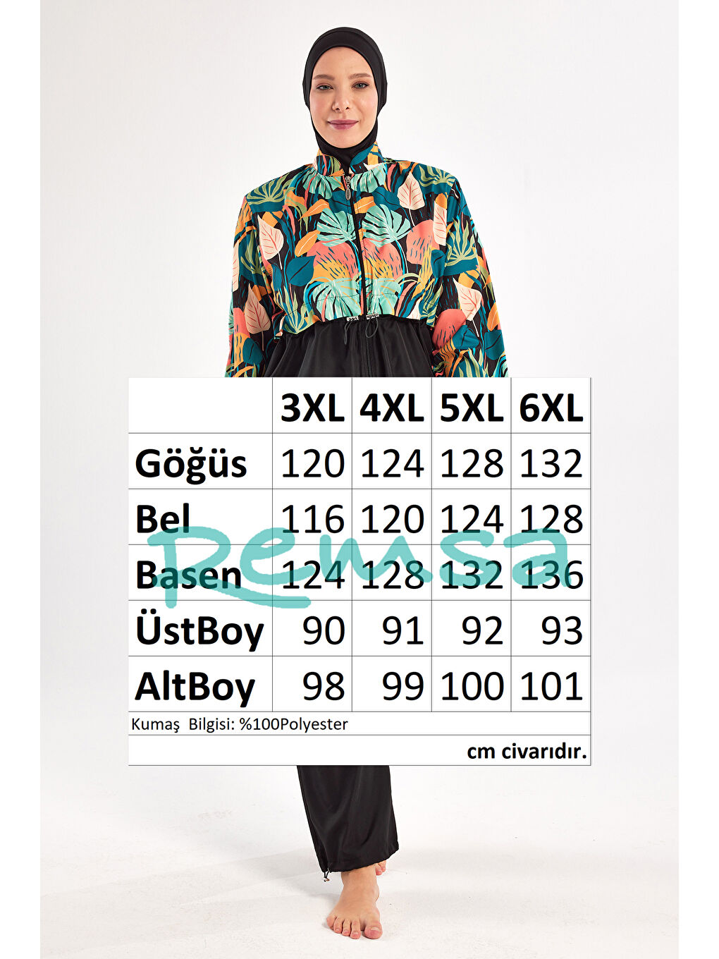 Büyük Beden Paraşüt Tam Kapalı Tesettür Mayo 1803 Siyah-3