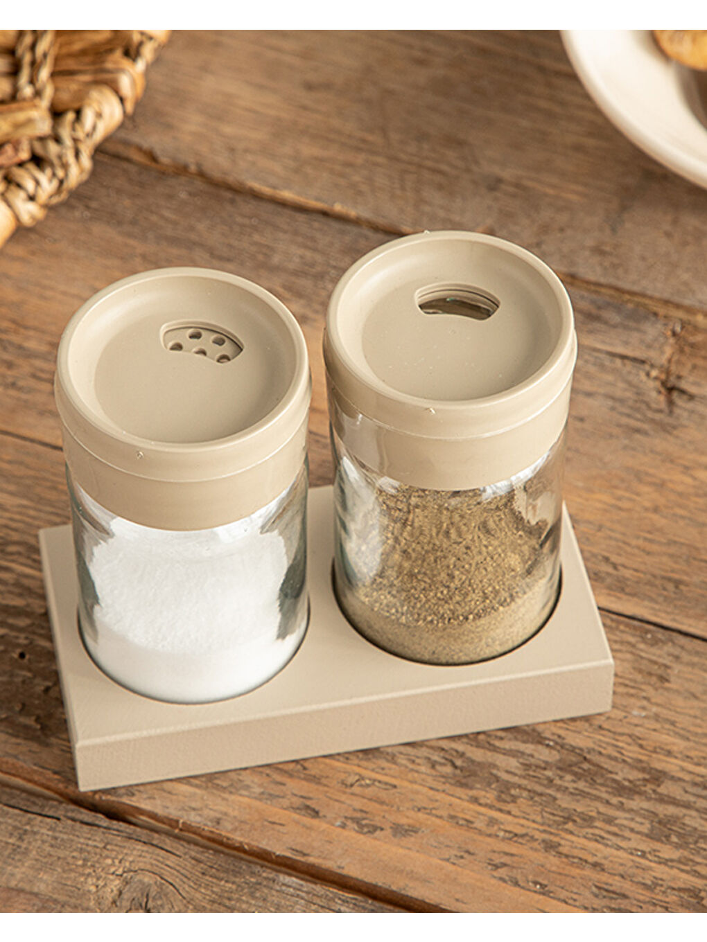 Greta Cam 2'li Tuzluk - Biberlik 105 ml Koyu Bej-1