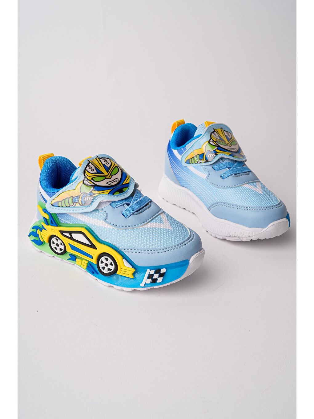 Mavi CAR Cırtlı Arabalı ve Işıklı Günlük Çocuk Sneaker Spor Ayakkabı-5
