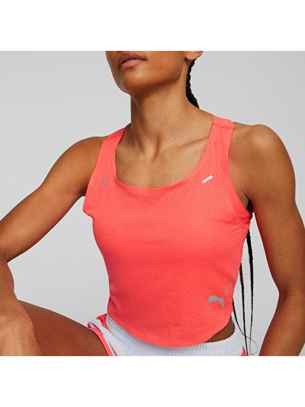 Run Ultraspun Crop Kadın Turuncu Yuvarlak Yaka Sporcu Sütyeni-3