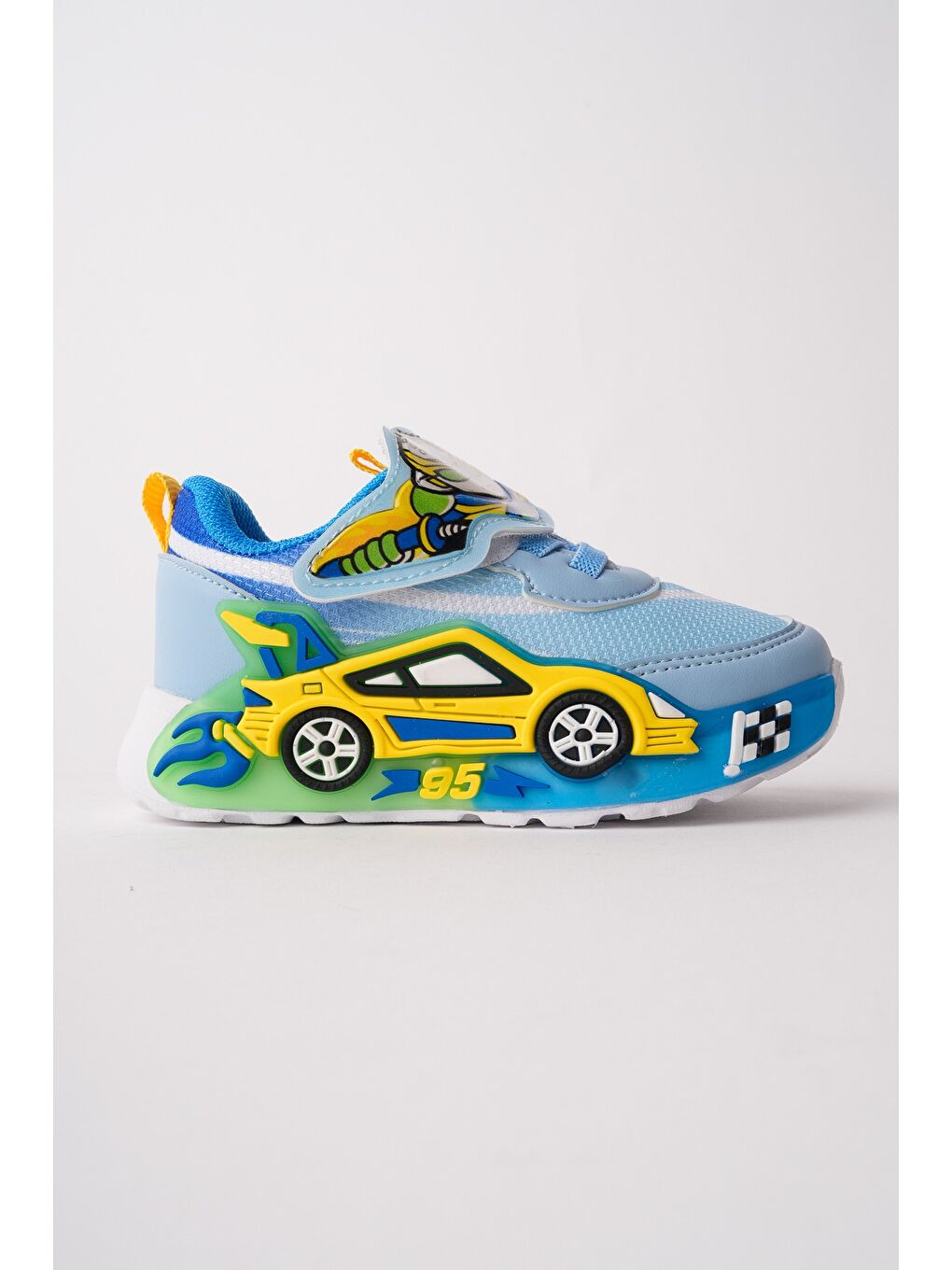 Mavi CAR Cırtlı Arabalı ve Işıklı Günlük Çocuk Sneaker Spor Ayakkabı-6