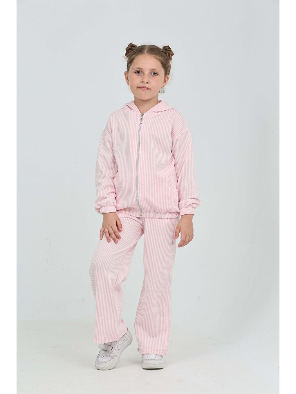 Pembe Kız Çocuk Çizgili Eşofman Takım-1