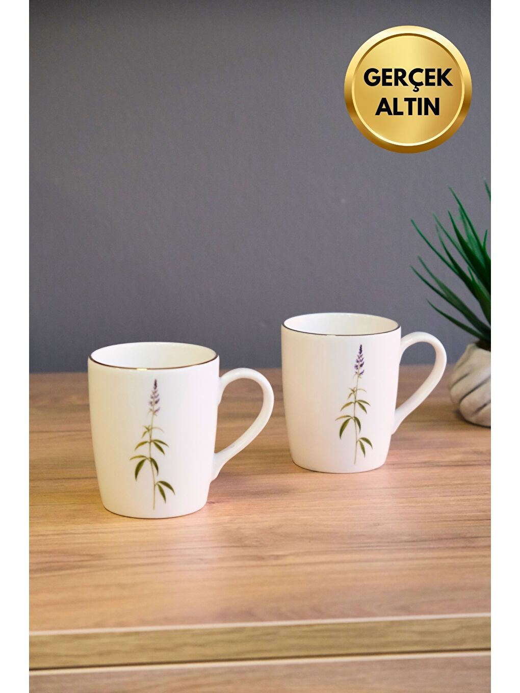 Karışık Porselen Natura Salkım Kulplu Mug Kupa 9cm 220ml 2 li-1