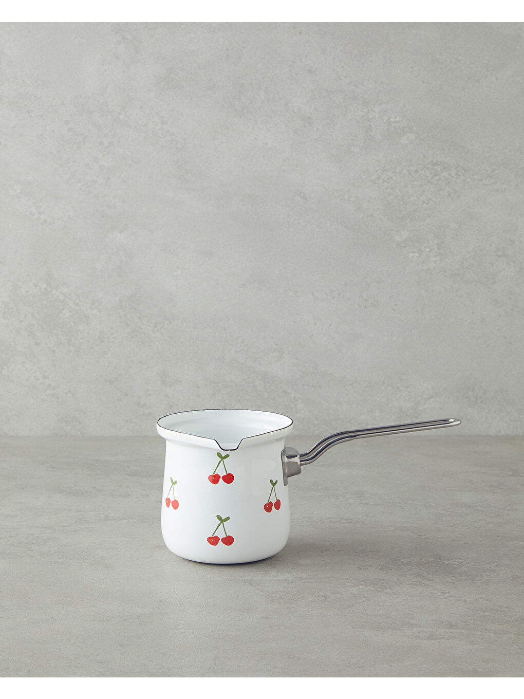 Cherry Dream Emaye Cezve 10 cm Beyaz