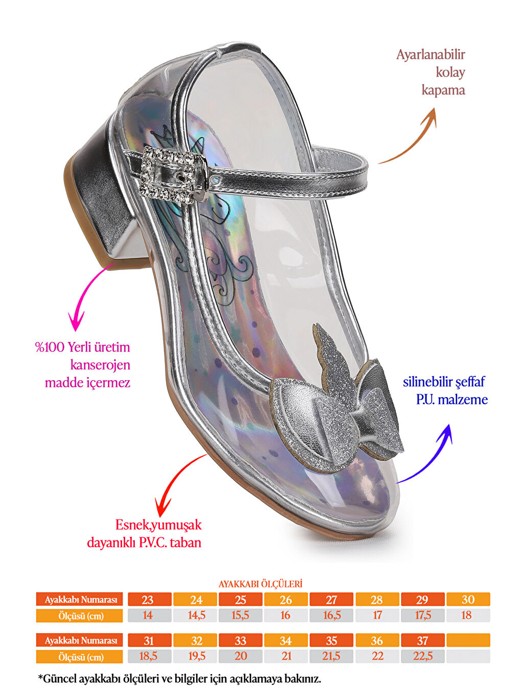 Gri Kız Çocuk Topuklu Abiye Şeffaf Ayakkabı-1