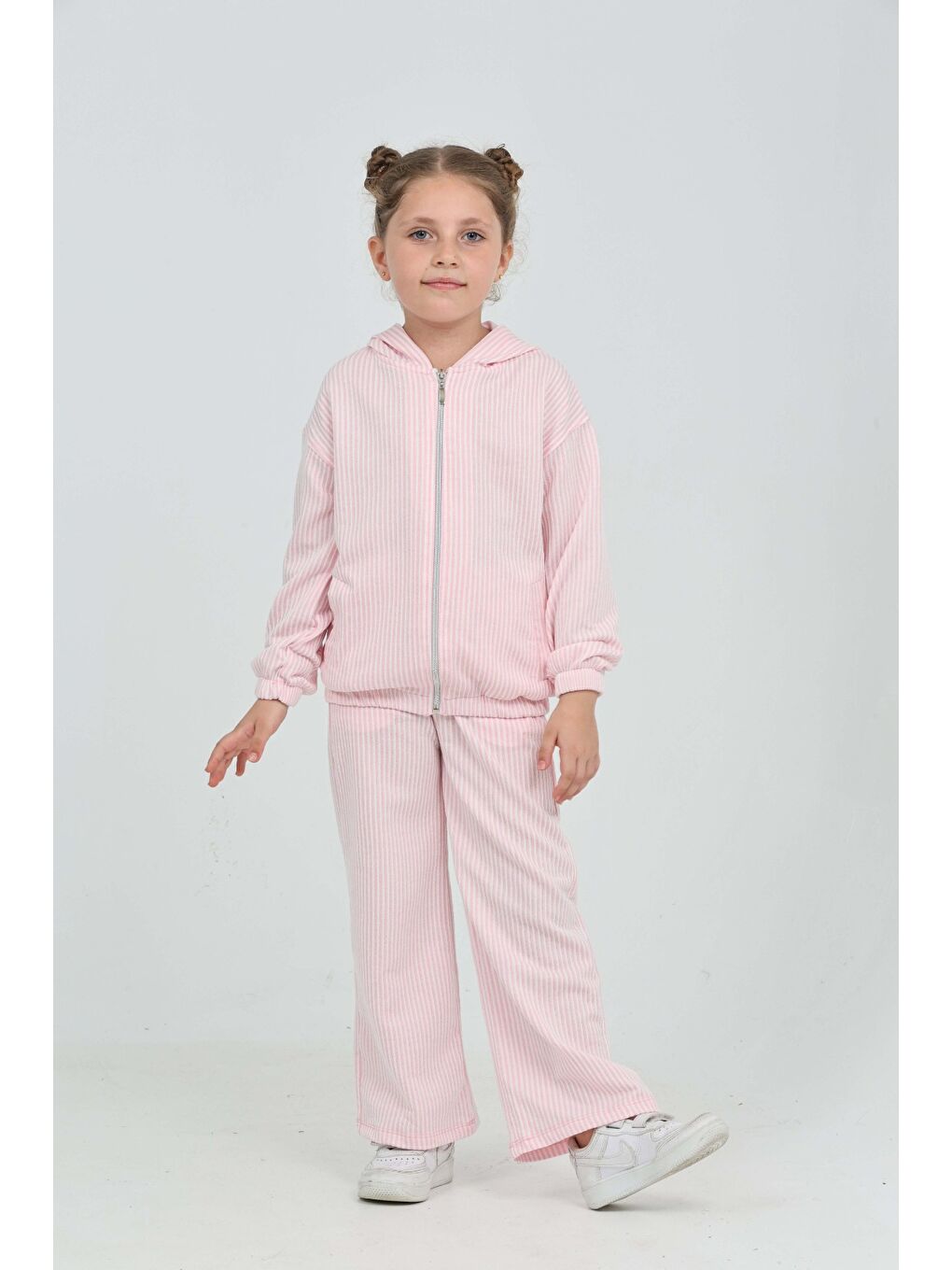 Pembe Kız Çocuk Çizgili Eşofman Takım-2