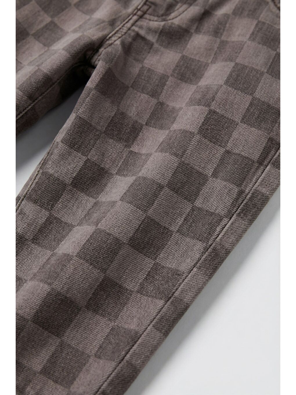 Karışık Erkek Çocuk Oversize Pamuklu Kahverengi Kare Desenli Pantolon-3