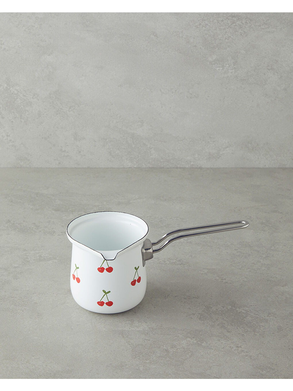 Cherry Dream Emaye Cezve 10 cm Beyaz-1