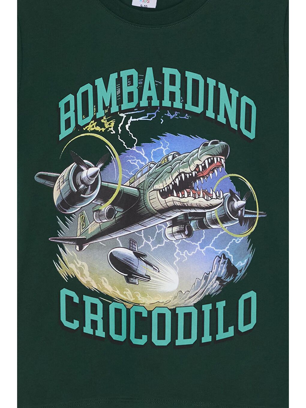 Yeşil Uçak Baskılı Yazılı Tişörtlü Erkek Çocuk Şortlu 2li Takım 23921-4