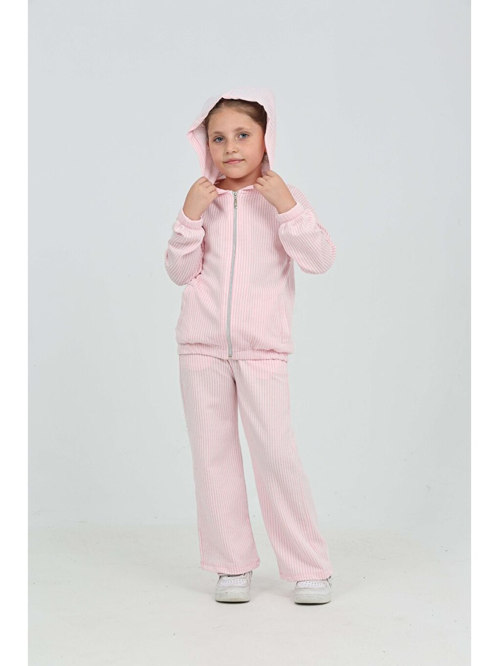 Pembe Kız Çocuk Çizgili Eşofman Takım-3
