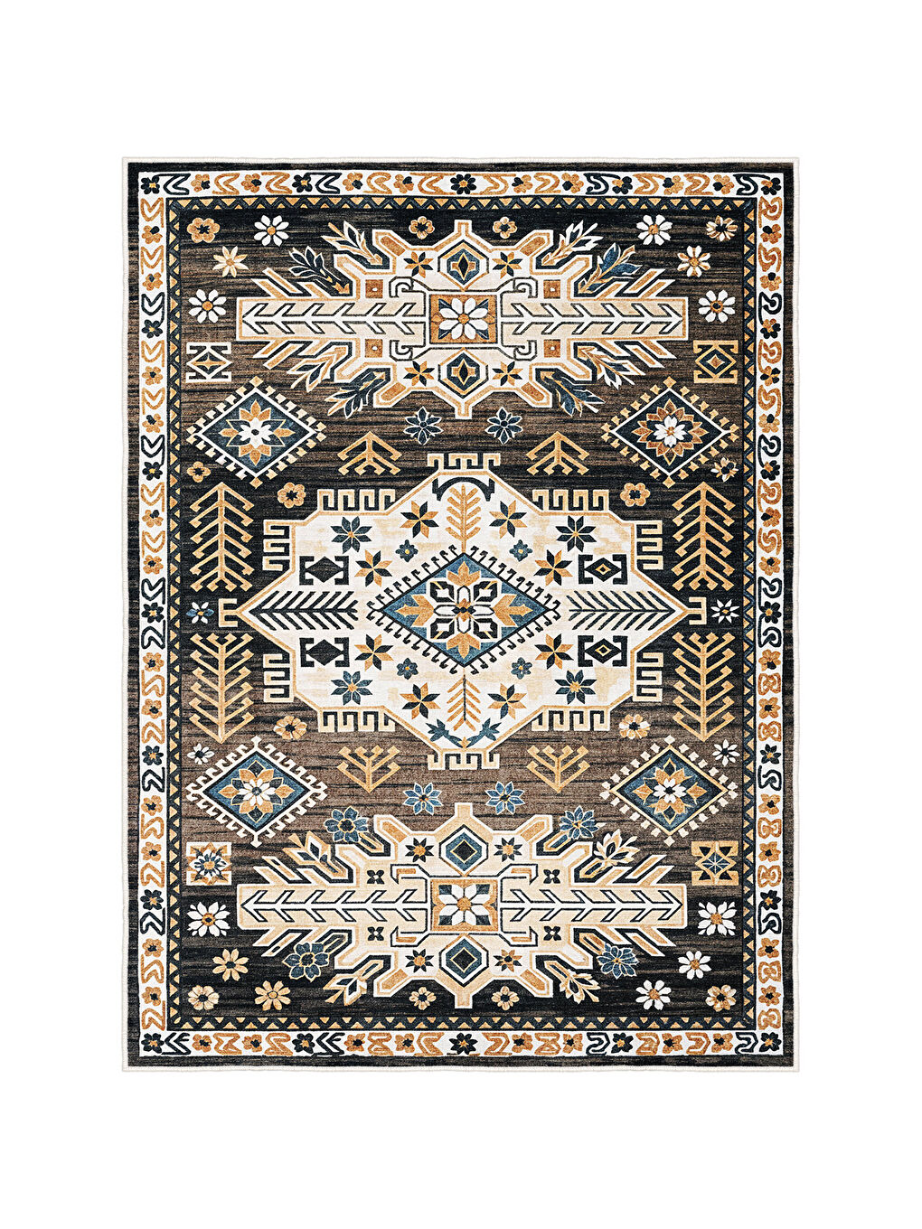 Kahverengi Dekoratif Özel Tasarım Yıkanabilir İnce Kaymaz Tabanlı Modern Halı KECE FR26