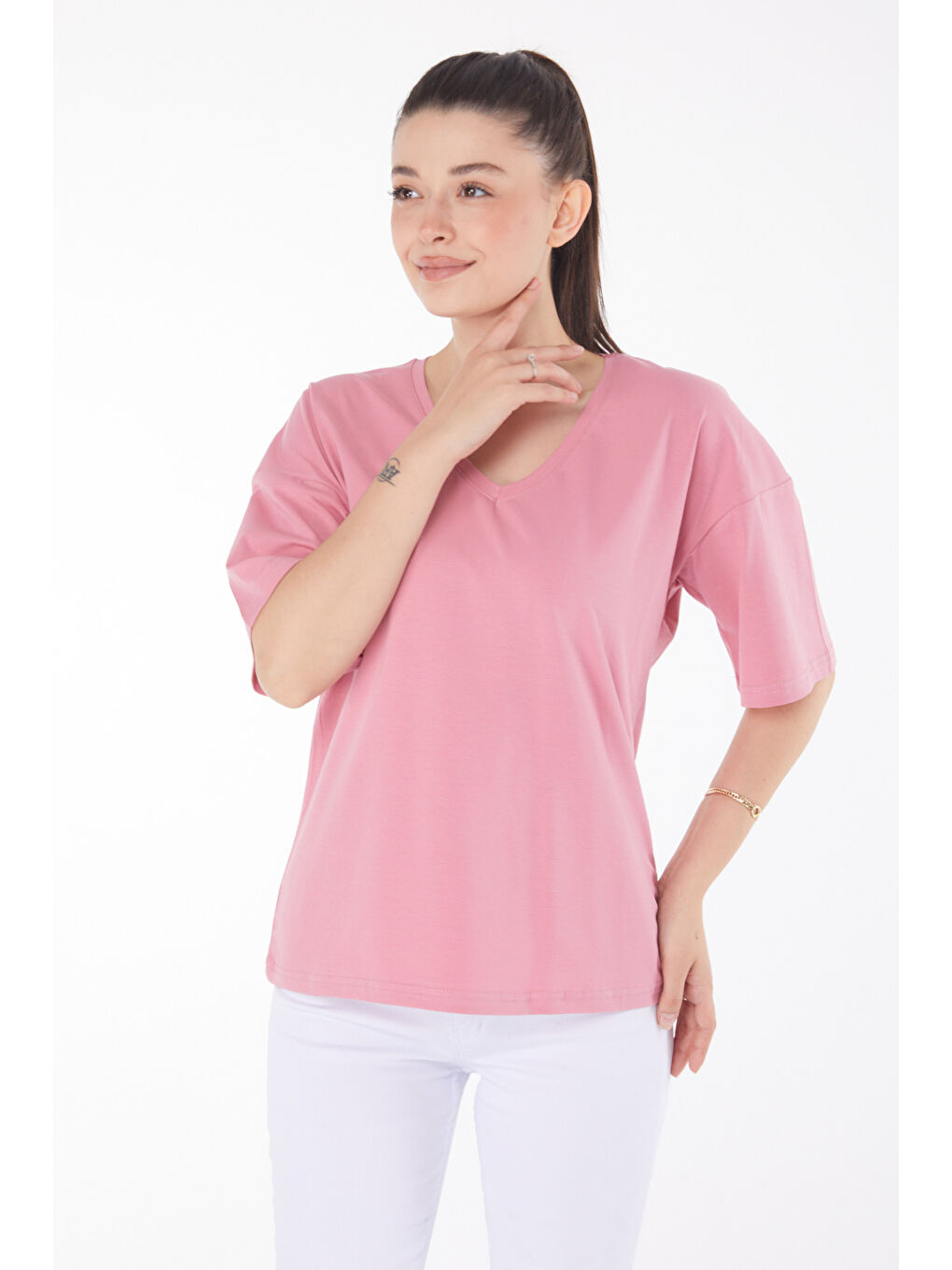 Pembe T-Shirt Gül - 25848-1
